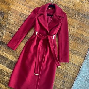 Diane Von Furstenberg Double Breasted Red Wool Coat